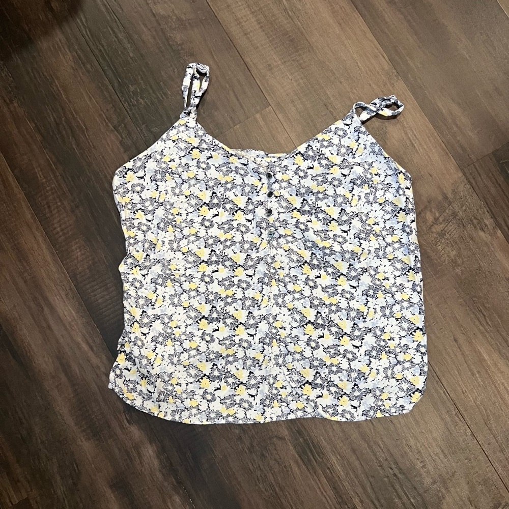 Old Navy Blue and Yellow Floral tank top blouse size small spaghetti strap